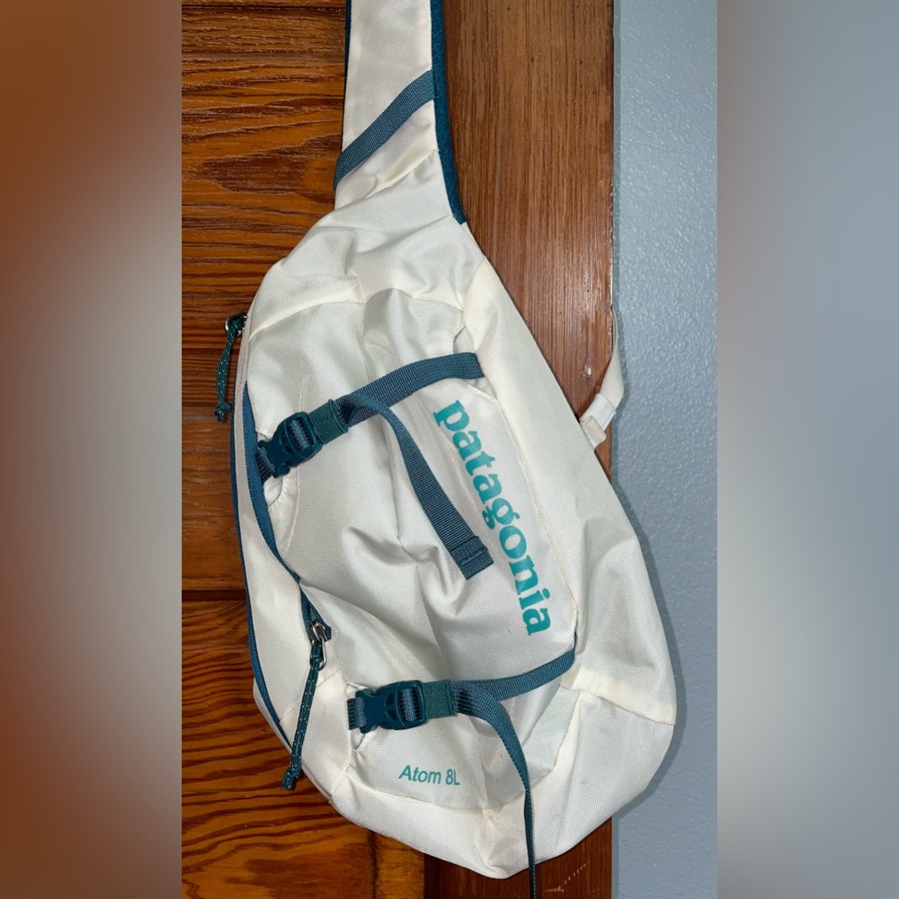Patagonia Atom Sling Bag 8L White & Blue Shoulder Backpack
